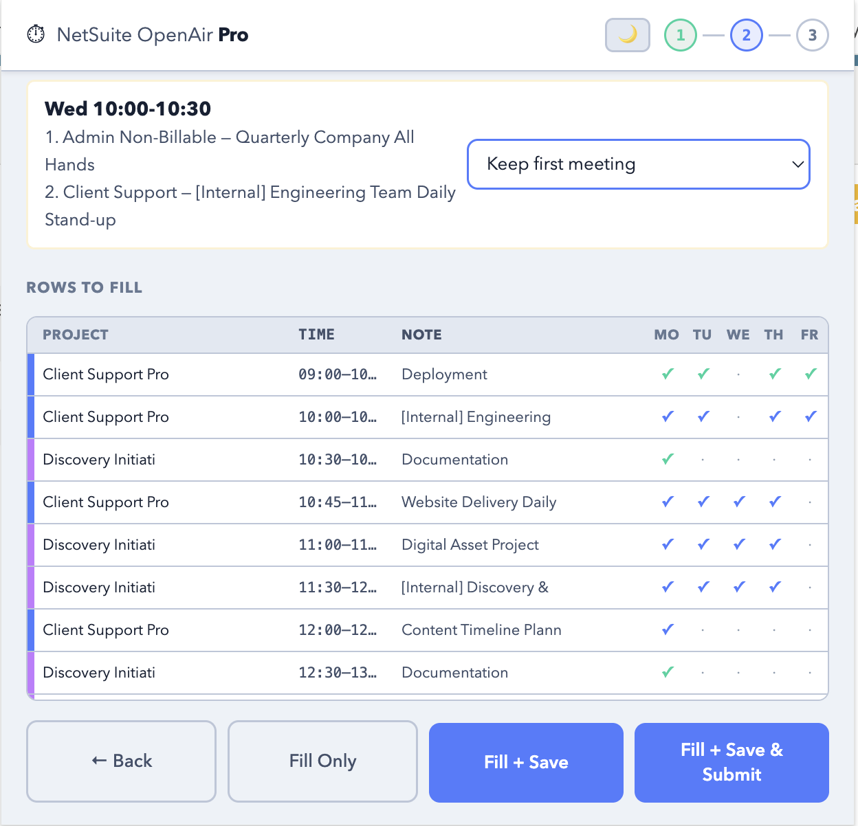 OpenAir Filler rows to fill preview screen